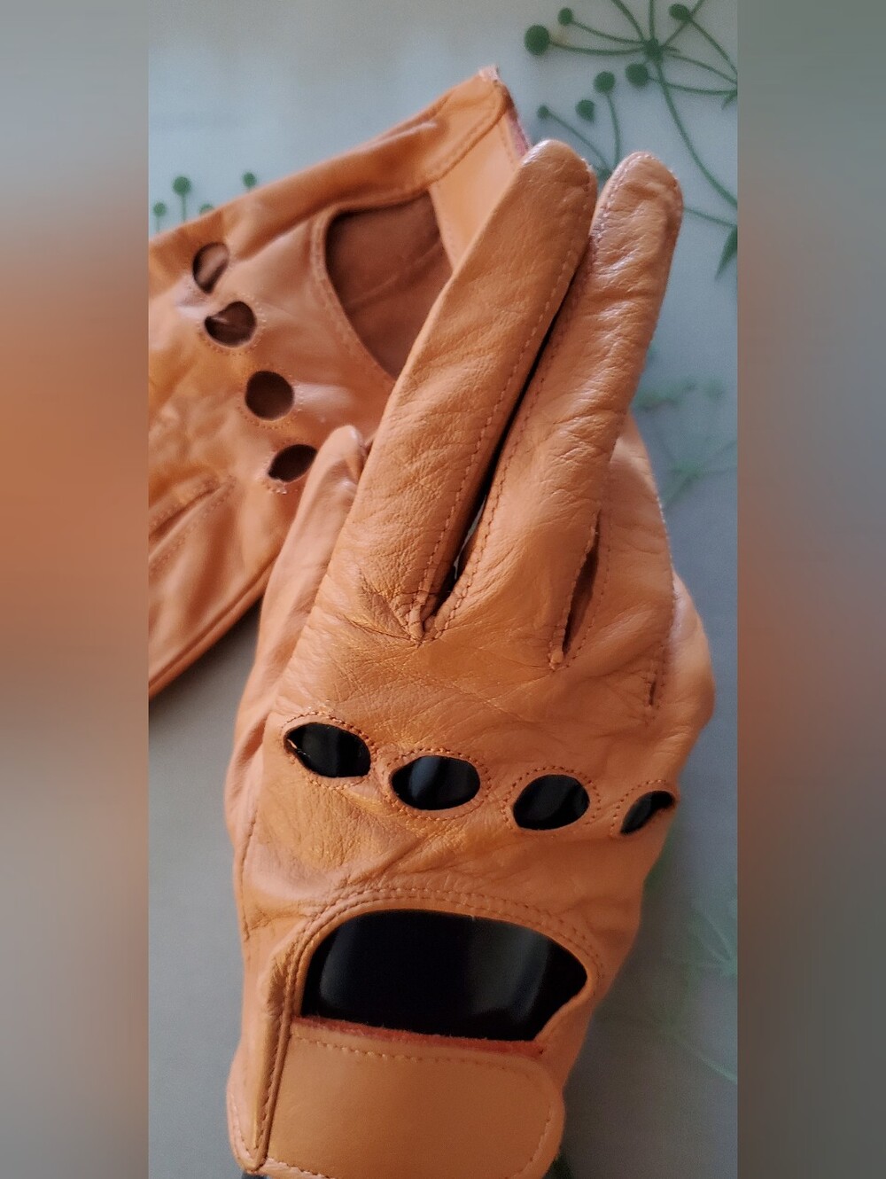 Vintage 90's Leather Driving Gloves - Orange